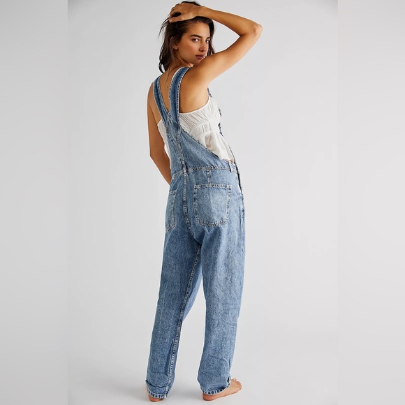 Free People We The Free Ziggy Denim Overalls Size Large - Picture 2 of 14